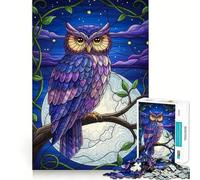 Stained Glass Owl on Branch 1000 Pieces Jigsaw Puzzles for Teenagers Brain Skill Leisure Time Exact Edge Thoughtful Gift 38x52cm