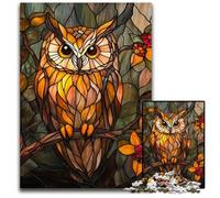 Stained Glass Owl Puzzles for 1000 Piece Jigsaw Puzzles for Adults BrainChallenging DIY Decorative Game Family Interactive Toy 1000 PCS(75x50cm)