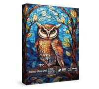 Stained Glass Owl Puzzles for Adults 1000 Pieces, Colorful Bird Art Jigsaw Puzzles, Pretty Nature Animal Wildlife Puzzle