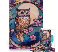 Stained Glass Owl Teenagers 1000 Piece Jigsaw Puzzle Brain Challenge Toy Shared Fun Clear Cut Warm Surprise 50x75cm