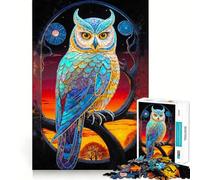 Stained Glass Owl Wonder Hard Jigsaw Puzzle for Adults 1000 Pieces Boost Recall Calm Escape Tight Edge 38x52cm