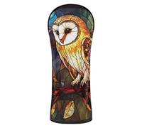 Stained Glass Owls Golf Club Head Cover Pu Leather with Interchangeable No. Tags for Driver Hybrid and Fairway Woods