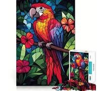 Stained Glass Parrot 1000 Pieces Jigsaw Puzzles for Adults Thought Toy Calming Play Precise Edge Heartfelt Gift 50x75cm
