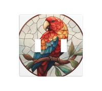 Stained Glass Parrot Double Gang Toggle Light Cover Wall Plate Switch Decor Standard Size - 11.4x11.4cm