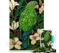 Stained Glass Parrot Jigsaw Puzzles for Teenagers 1000 Piece Mind Skill Toy Simple Fun Design Assembly Memorable Gift 38x26cm