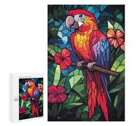 Stained Glass Parrot: New Year Party Activity, 1000 PCS Challenging Puzzle for Adults, for Relaxing Solo Or Group Play