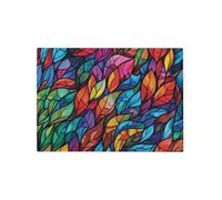 Stained Glass Pattern Glass Worktop Saver - Small Smooth Kitchen Chopping Board with Non-Slip Feet 28.5cm x 20cm (11" x 8")