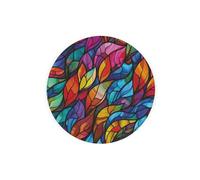 Stained Glass Pattern Round Glass Trivet - Colour Kitchen Gift Small Textured Chopping Board/Worktop Protector 20cm x 20cm (8" x 8")