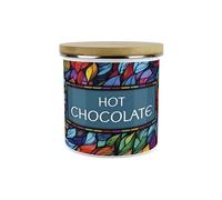 Stained Glass Patterned Hot Chocolate Canister - Colourful 1.2L Large Enamel Metal Kitchen Storage Container Gift