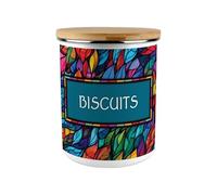 Stained Glass Patterned Storage Tin for Biscuits - 2.7L Extra-Large Enamel Home & Kitchen Canister