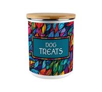 Stained Glass Patterned Storage Tin for Dog Treats - 2.7L Extra-Large Enamel Home & Kitchen Canister