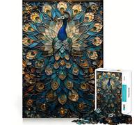 Stained Glass Peacock 1000 Piece Jigsaw Puzzle for Teenagers Brain Challenge Toy Relax Time Precise Cut Art Display 38x52cm