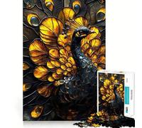 Stained Glass Peacock Hard Jigsaw Puzzle for Adults 1000 Pieces Recall Upgrade Gentle Relax Clear Cut Unique Gift 38x26cm