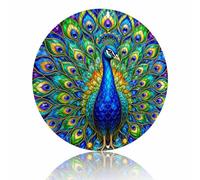 Stained Glass Peacock - Luxurious Metal Sign Artistic Aluminum Wall Decor for Living Room, Entryway, Tea Room, Sunroom, Hallway, 8x8 Inches (26137)