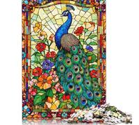 Stained Glass Peacock Puzzles 500 Piece Puzzles for Teenagers Gifts Puzzle for Adults And Teenager 500pcs (52x38cm)