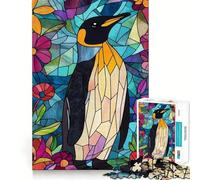 Stained Glass Penguin 1000 Piece Jigsaw Puzzle for Adults Brain Challenge Toy Group Play Clear Cut Lovely Present 50x75cm