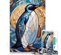 Stained Glass Penguin Art Adults Puzzles 1000 Piece Jigsaws Reason Skill Toy Slow Enjoy Exact Cut Art Collection Piece 50x75cm