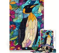 Stained Glass Penguin Jigsaw Puzzles 1000 Pieces for Teenagers Mental Toy Anxiety Relief Premium Cut Elegant Gift 38x52cm