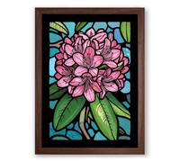 Stained Glass Peony Botanical Framed Wall Art Print A1 (84.1×59.4cm) Walnut, Wall Decor for Living Room, Bedroom, Office & Home, Ready to Hang, Art Gift