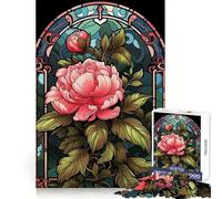 Stained Glass Peony Jigsaw Puzzles 1000 Pieces for Teenagers Mind Skill Toy Casual Fun Design Assembly Stylish Gift 50x75cm