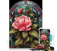 Stained Glass Peony Jigsaw Puzzles 1000 Pieces for Teenagers Mind Skill Toy Casual Fun Design Assembly Stylish Gift 50x75cm