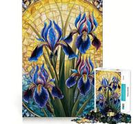 Stained Glass Phoenix Iris Flowers Jigsaw Puzzles 1000 Piece for Teenagers Memory Build Indoor Play Fine Cut Santa Wish Pick 38x26cm