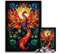 Stained Glass Phoenix Jigsaw Puzzles 1000 Pieces for Adults paper Jigsaw Puzzles for Adults Perfect for Family Fun on Christmas Thanksgiving BirthdaysEaster 1000 PCS(38x26cm)