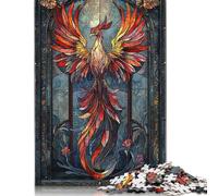Stained Glass Phoenix Puzzle 300 Pieces Jigsaws Wooden Puzzle for Adults And Teenager Puzzles for Adults 1000pcs (75x50cm)