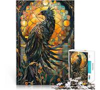 Stained Glass Phoenix1000 Piece Puzzle For Adults for Educational Game Challenge Toy is ideal as a gift for the whole family 38x26cm