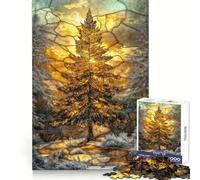 Stained Glass Pine Tree 1000 Pieces Jigsaw Puzzles for Adults Thought Toy Calming Play Precise Edge Heartfelt Gift 50x75cm