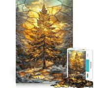 Stained Glass Pine Tree 1000 Pieces Jigsaw Puzzles for Adults Thought Toy Calming Play Precise Edge Heartfelt Gift 50x75cm