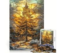 Stained Glass Pine Tree 1000 Teenager Pieces Jigsaw Puzzle Brain Challenge Toy Home Activity Clear Cut Heartfelt Gift 38x52cm