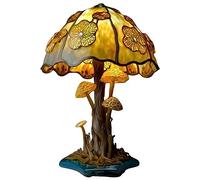 Stained Glass Plant Series Decorative Table Light - Ideal Rustic Home Decor Gift for Women and Men - Retro Style Reading Lamp, Nightstand Bedside Desk Lamp - Night Light