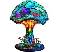 Stained Glass Plant Series Decorative Table Light - Ideal Rustic Home Decor Gift for Women and Men - Retro Style Reading Lamp, Nightstand Bedside Desk Lamp - Night Light