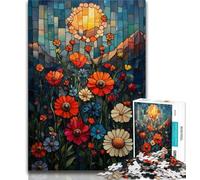 Stained Glass Poppies 1000 Piece Jigsaw Puzzle for Adults Teens,Decompressing Intellectual Educational Toy Secret Santa Gifts 50x75cm