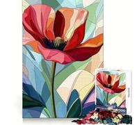 Stained Glass Poppy Jigsaw Puzzle for Adults 1000 Pieces Smart Reason Toy Group Joy Smooth Edge Fine Art Piece 38x26cm