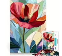 Stained Glass Poppy Jigsaw Puzzle for Adults 1000 Pieces Smart Reason Toy Group Joy Smooth Edge Fine Art Piece 38x26cm