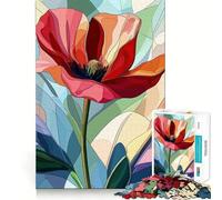 Stained Glass Poppy Jigsaw Puzzles 1000 Pieces for Adults Boost Recall Relax Mind Accurate Edge Santa Wish List 50x75cm