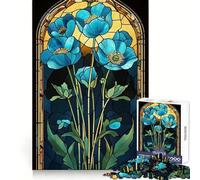 Stained Glass Poppy Panel 1000 Pieces Jigsaw Puzzles for Adults Smart Game Stress Release Pattern Assembly Xmas Surprise 38x52cm