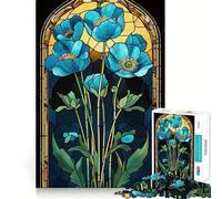 Stained Glass Poppy Panel 1000 Pieces Jigsaw Puzzles for Adults Smart Game Stress Release Pattern Assembly Xmas Surprise 38x52cm