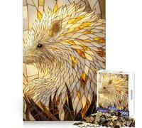 Stained Glass Porcupine Jigsaw Puzzles 1000 Pieces for Adults Boost Recall Relax Mind Accurate Edge Santa Wish List 38x52cm