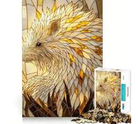 Stained Glass Porcupine Jigsaw Puzzles 1000 Pieces for Adults Boost Recall Relax Mind Accurate Edge Santa Wish List 38x52cm
