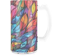 Stained Glass Print Glass Tankard Stein - Red