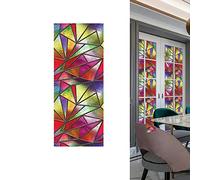 Stained Glass Privacy Window Film Stained Glass Self-Adhesive Frosted Retro Privacy Glass Sticker Non Adhesive Window Film for Home Office Decor Anti UV/Heat