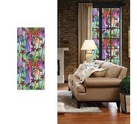 Stained Glass Privacy Window Film Stained Glass Self-Adhesive Frosted Retro Privacy Glass Sticker Non Adhesive Window Film for Home Office Decor Anti UV/Heat