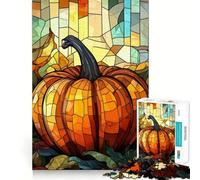 Stained Glass Pumpkin Adults Puzzles 1000 Piece Jigsaws Reason Skill Toy Slow Enjoy Exact Cut Art Collection Piece 38x26cm