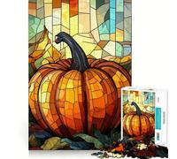 Stained Glass Pumpkin Hard Jigsaw Puzzle for Adults 1000 Pieces Smart Toy Casual Fun Accurate Cut Artistic Gift 38x52cm