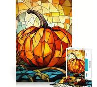 Stained Glass Pumpkin Jigsaw Puzzles 1000 Piece for Teenagers Mind Skill Toy Cozy Relax Design Assembly Thoughtful Gift 38x52cm