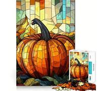 Stained Glass Pumpkin Jigsaw Puzzles for Teenagers 1000 Piece Mind Skill Toy Simple Fun Design Assembly Memorable Gift 50x75cm