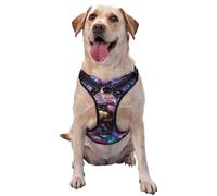 Stained Glass Purple Dog Floral No Pull Dog Harness Adjustable Reflective Oxford Easy Control Medium Large Dog Harness